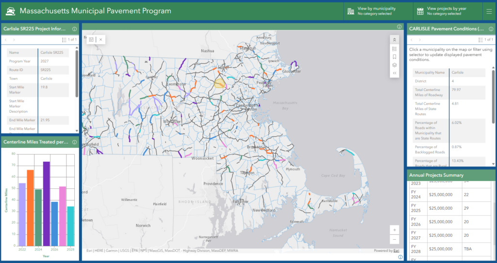 MassDOT Municipal Paving Program Website Screenshot